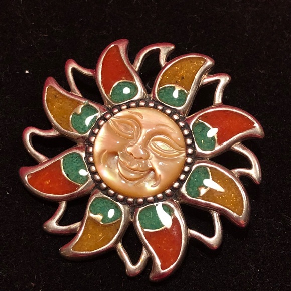 Beautiful Southwestern Sun Brooch and Pendant - Picture 1 of 6